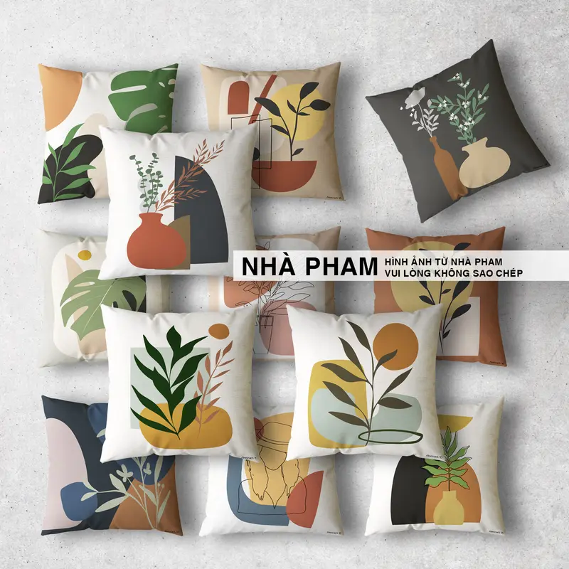 GỐI ÔM SOFA ABSTRACT , VẢI BỐ IN HÌNH (1->40) (45x45cm) 1