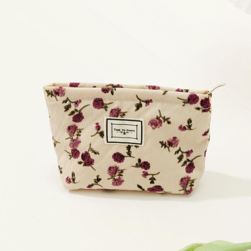 Product Introduction of Vintage Floral Pattern Makeup Bag Set, Large Capacity Cosmetic Storage Bag with Zipper, Versatile Makeup Organizer Pouch for Travel 14