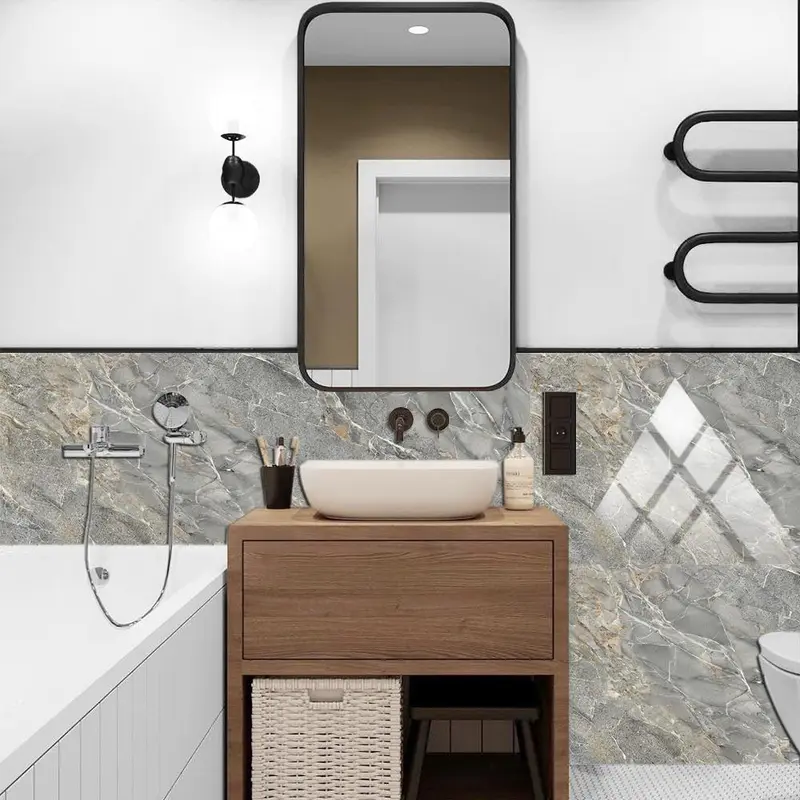 Marble Pattern Self-adhesive Wall Sticker, 10pcs/set Removable Wall Tiles Sticker, Wall Decal, Wall Decor for Home Kitchen Bathroom, Adhesive Stickers, Decoration Items, Sticker Decorations 7