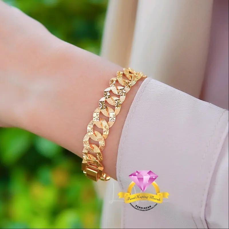 Gelang Wanita Sisik Naga Slim GT74LN-107UD Stainless Steel - Warna Gold - Elegan 1