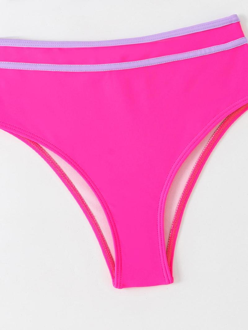 Product Introduction of Women's Solid Color U Neck Bandeau Bra & High Waist Panty Bikini Set, Casual Fashion Chic Swimsuit Set for Beach Holiday Vacation, Ladies Swimwear for All Seasons 9