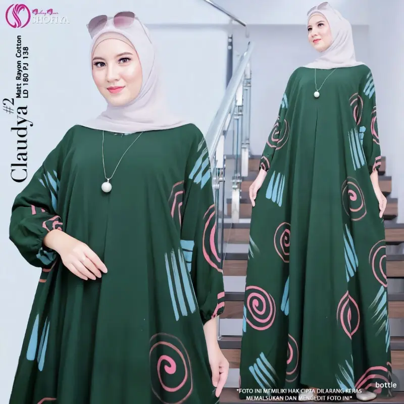 ( BISA COD ) Gamis Kaftan Terbaru Motif Badnyamuk muslim nyaman Panjang Rayon Wanita Dress Batik Pekalongan 3