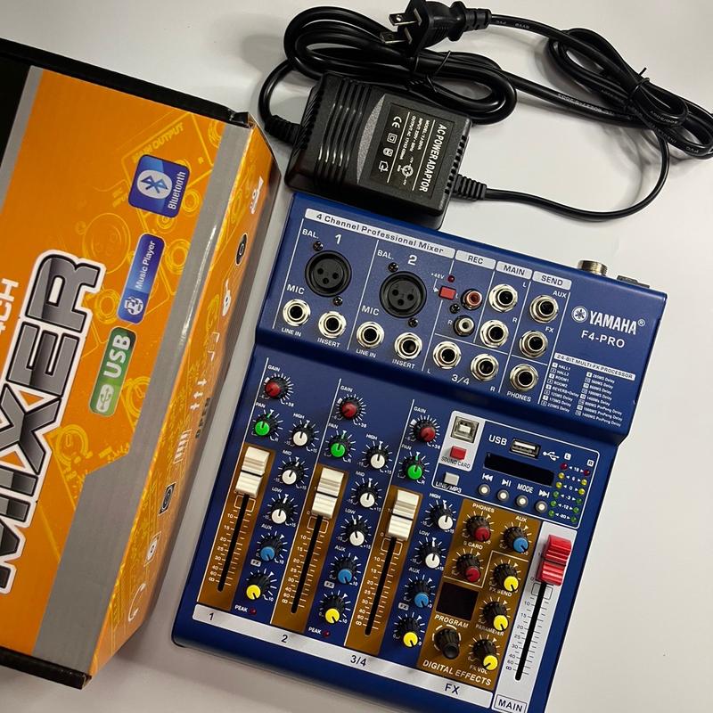  Bàn trộn âm thanh Mixer f4 pro Tích hợp ĐÈN LED USB CÓ 16 HIỆU ỨNG Kết nối BLUETOOTH 