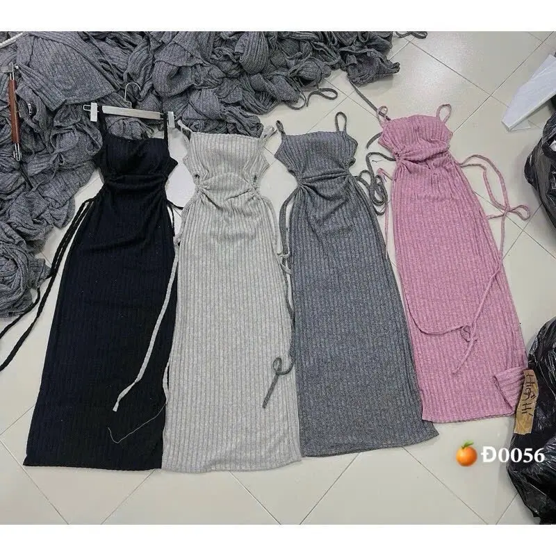 Đầm váy nữ dáng dài ôm body khoét eo chất thun tăm đũa mềm mại xinh xắn - Dress, Women