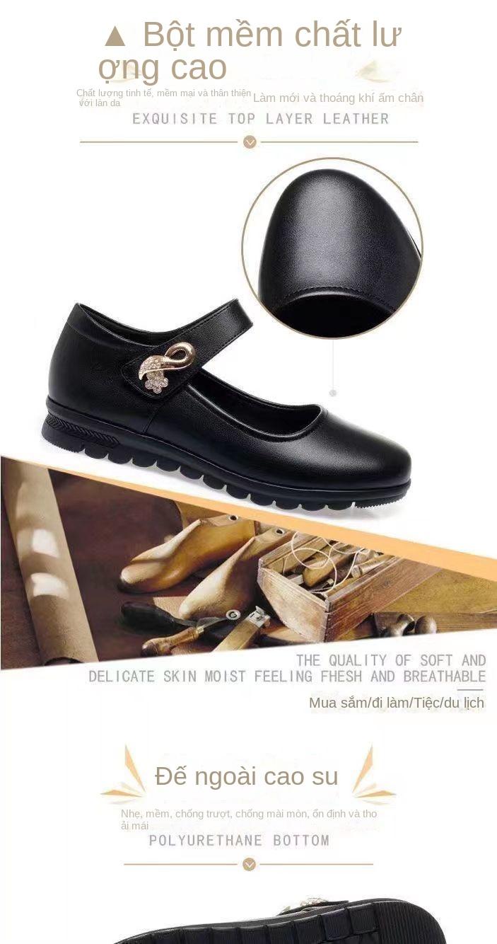 Product Introduction of Giày Cao gót Cho Mẹ, Da Thật Mềm, Mũi Tròn, Giày Nữ, Giày Da Đế Bằng, Có Dây Đeo Chống Trượt, Thích Hợp Cho Phụ Nữ Trung Người Già Và Cao Tuổi, Giày Đi Làm Cho Phụ Nữ Shoes Jean 3