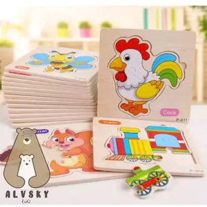 HAPPYBEARTOYS MAINAN EDUKASI ANAK PUZZLE  2D / WOODEN MINI PUZZLE maina bebek tumpuk menumpuk kayu pazel