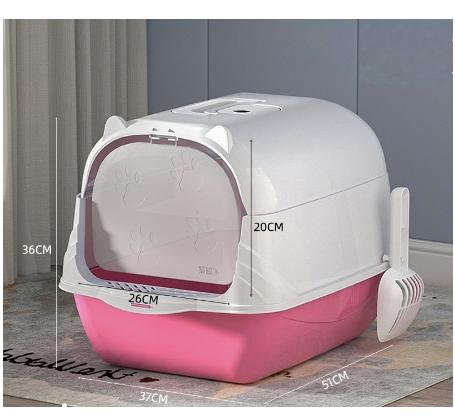 Nhà Vệ Sinh Cho Mèo Có Nắp Đậy - Khay Chậu Cát Vệ Sinh Cho Mèo Tiện Lợi - Tặng Kèm Xẻng