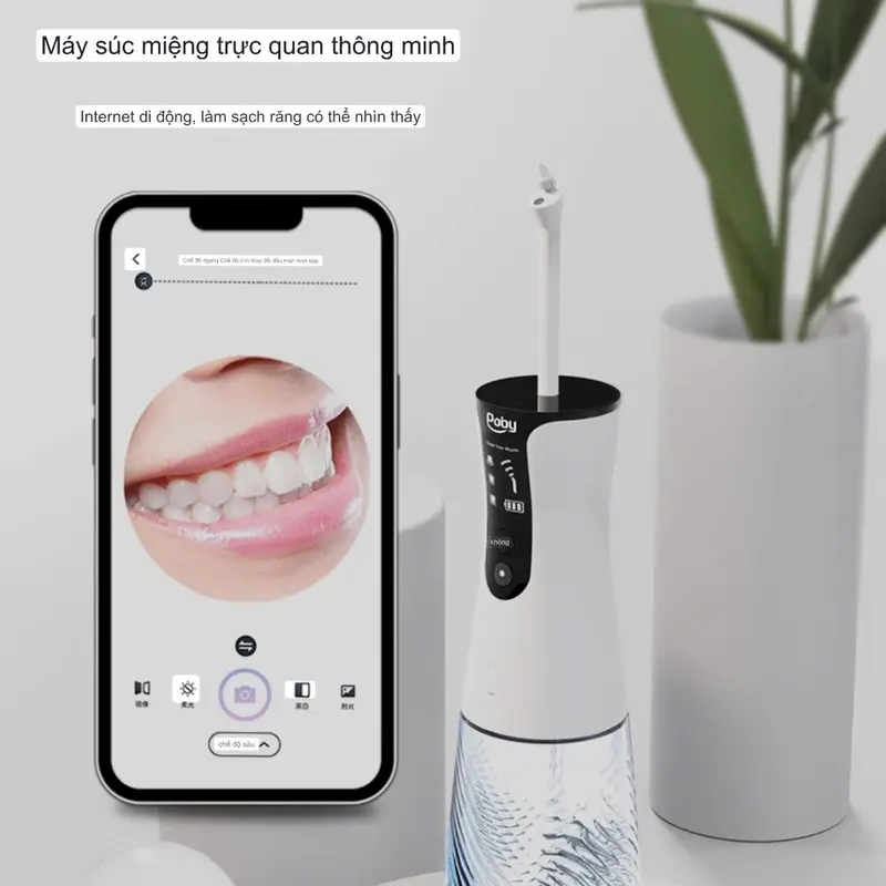 Tăm nước Poby tích hợp camera tiện lợi hỗ trợ làm sạch hiệu quả [ bảo hành 12 tháng ] tặng kem đánh răng nhật bản 4