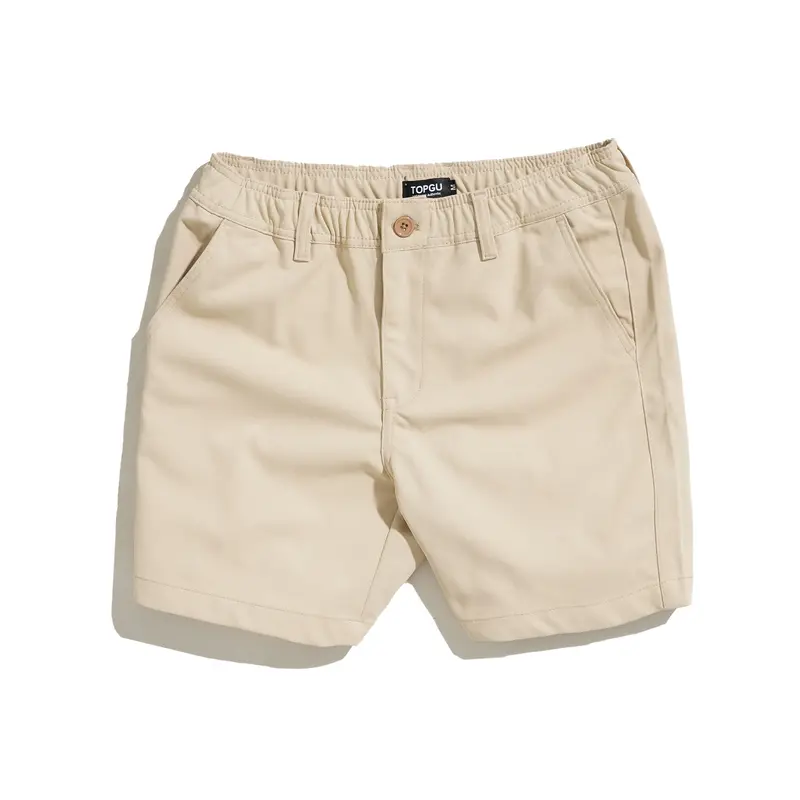 Quần Short Kaki Basic Chun Kéo Khóa Vải Kaki Cá Sấu, Co Giãn Thoải Mái, Trẻ Trung Nam Menswear Có Túi Kem Kem 5