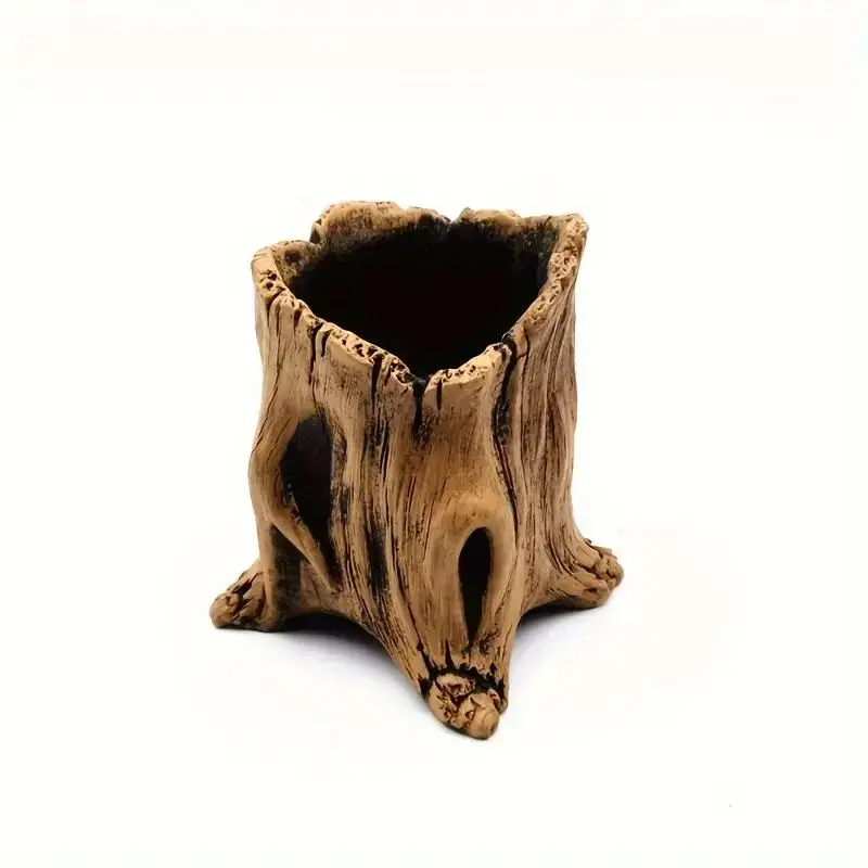 Vintage Tree Root Design Cement Stump Planter, Rustic Tree Root Design Succulent Pot, Flower Pots, Indoor/Outdoor Decorative Garden Pot with Drainage Hole 8