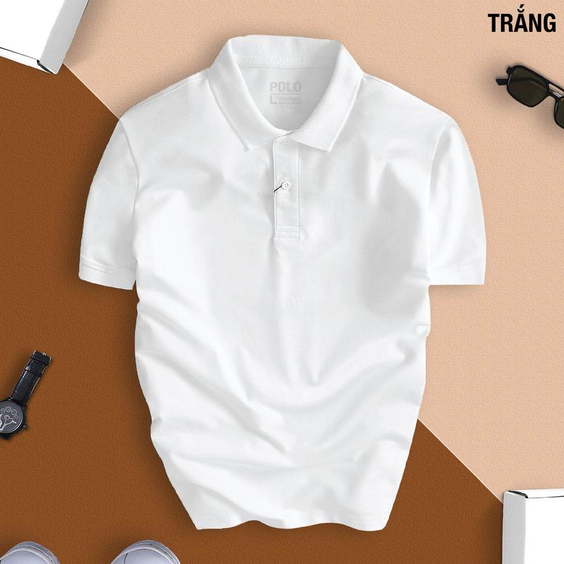 Áo phông POLO TRƠN BASIC CVC cổ bẻ vải cá sấu sang trọng, lịch lãm, thoáng mát Ngắn Tay Có Cổ Cộc Tay Menswear Shirt Tay Ngắn