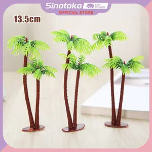 Miniatur Pohon Kelapa Plastik Palm Tree 13.5cm – Topper Kue untuk Tart/Cupcake/Wedding, Juga Cocok Dekorasi Diorama Aquascape