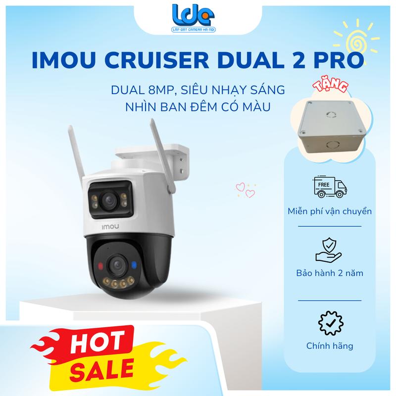  Camera Wifi Imou ngoài trời Cruiser Dual 2 Pro 8MP 2 ống kính siêu nhạy sáng nhìn ban đêm có màu đàm thoại 2 chiều Đèn cảnh báo nháy xanh đỏ chống nước IP66 S7XFP 8mp 