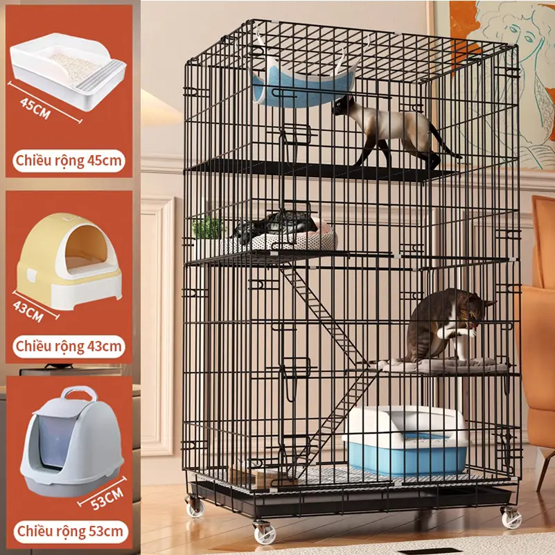 Chuồng Mèo 3/4  Tầng Gấp Gọn Hàng Giao Ngay - Giá Rẻ Miễn phí vận chuyển   size king có thể gập gọn