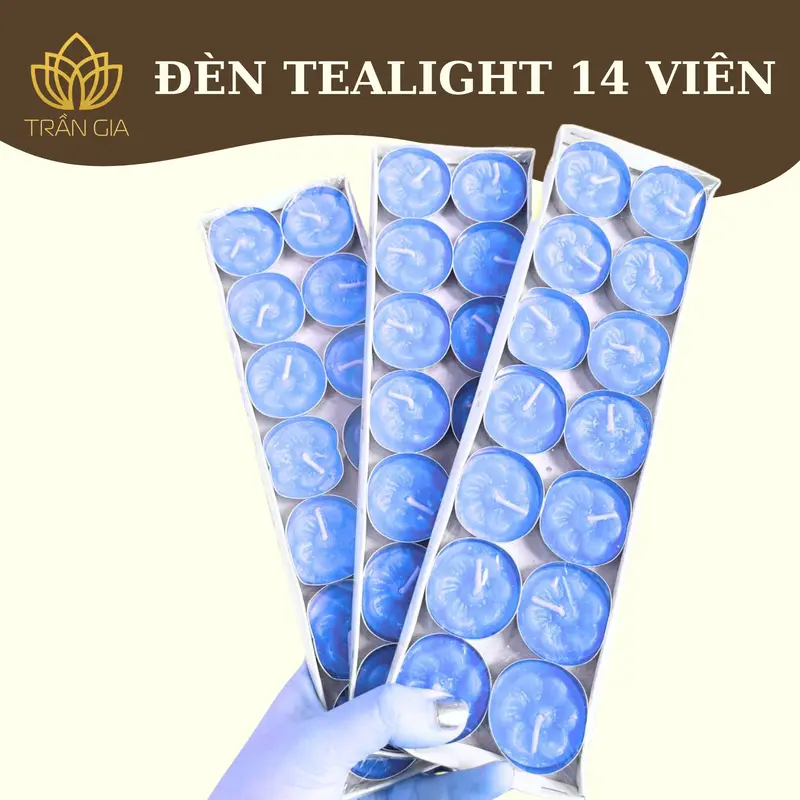 Vĩ 14 viên Nến tealight trang trí set cúng thôi nôi đầy tháng nhiều màu 3