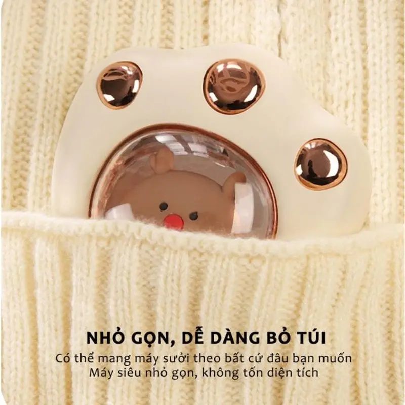 Máy Sưởi Mini Cầm Tay Hình Chân Gấu Máy Sưởi Tay Làm Ấm Nhanh Pin Sạc 2400mAH Nhỏ Gọn Bỏ Túi Siêu Tiện Lợi Sưởi Ấm Sưởi Ấm 7