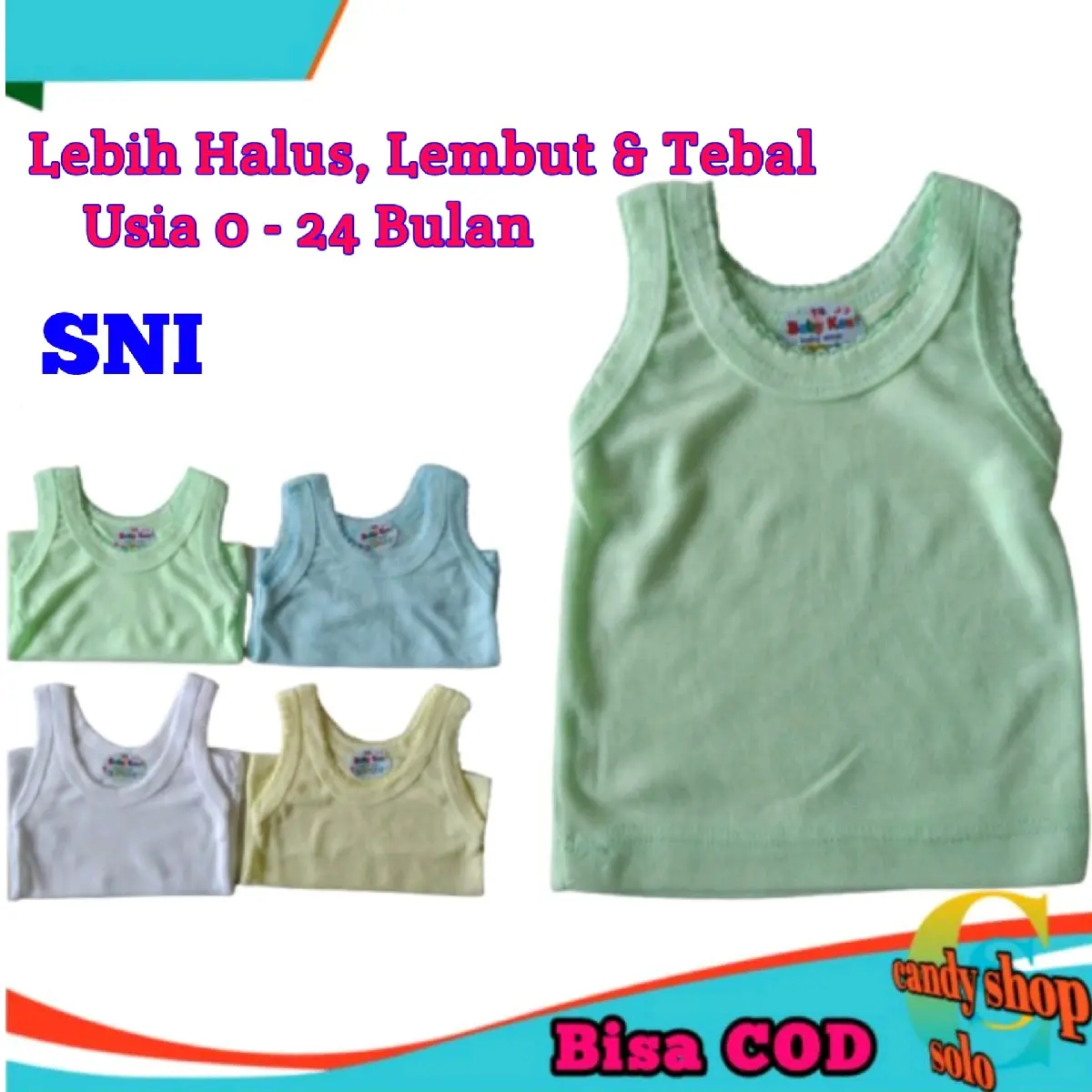 6 Pcs Singlet Bayi SNI Halus lembut dan Tebal, Singlet bayi newborn Bayi Bayi