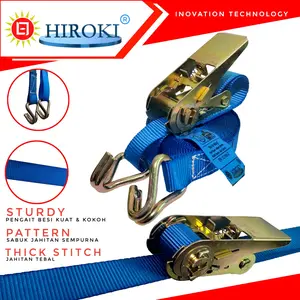 Promo COD Profesional Rachet Ratchet Tie Down 1 Inch x 5 meter HIROKI Belt Safety Tali Gesper Ikat Pengait Hook Gantungan Besi Racet Reel Pengikat barang bawaan troli motor ti don Penggulung Ikatan Kencang Kurir Travel Kabin Bagasi Atap Mobil Pengangkut