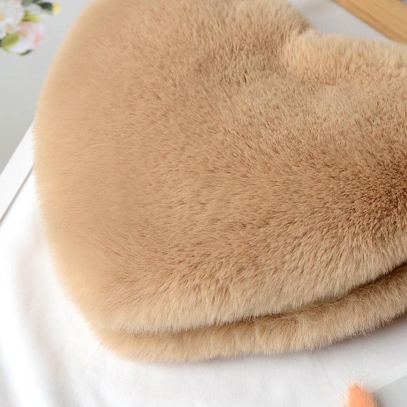Product Introduction of Women Messenger Bag Cute Heart Shaped Shoulder Bag Fluffy Chain Soft Fashion Crossbody Handbag 28