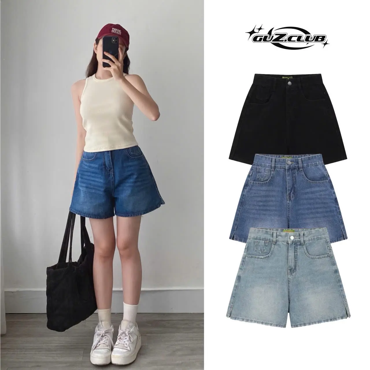M9 - Quần Short Jeans Nữ Basic GuZ - Vr5  Kem Women Pants
