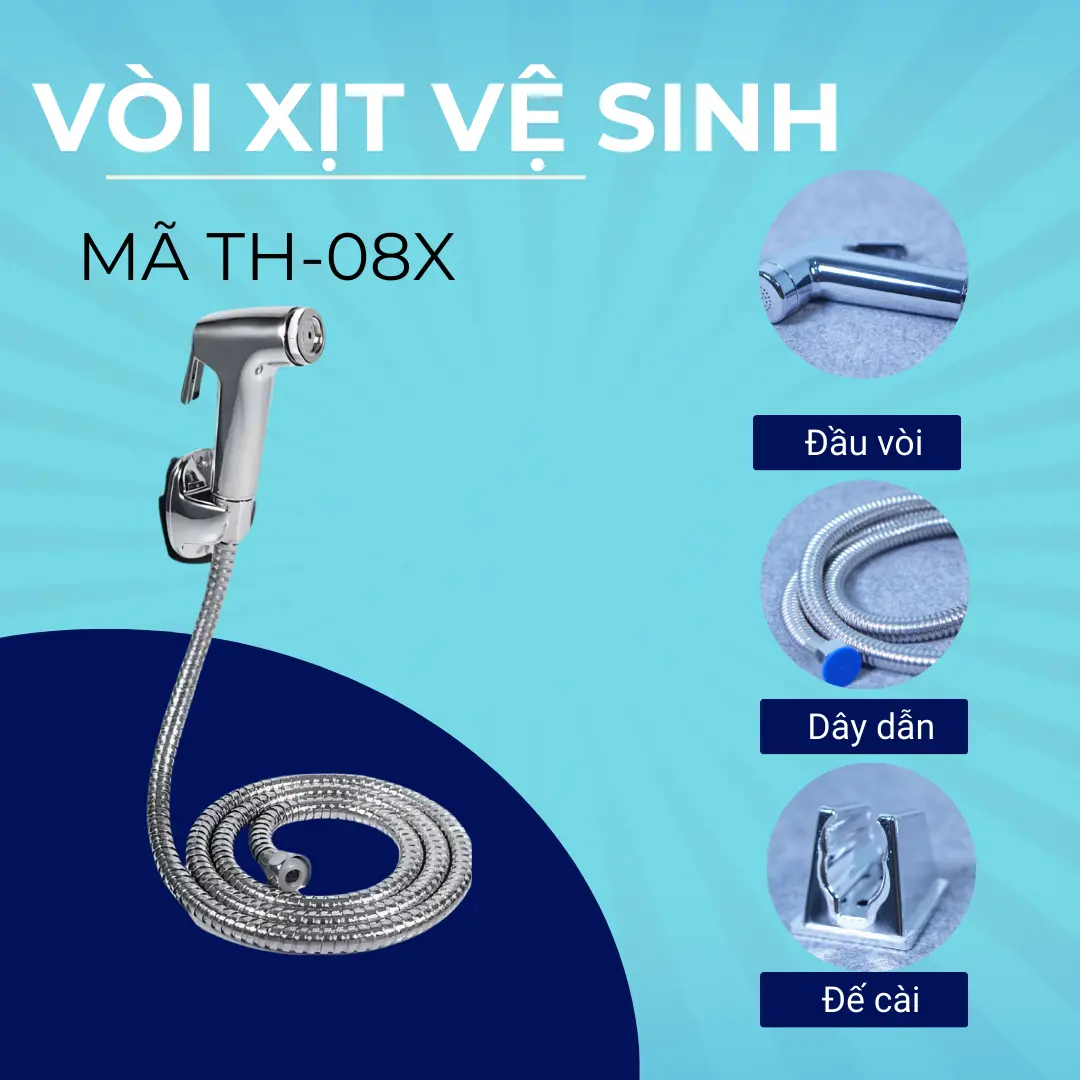Bộ xịt vệ sinh TH-08X nhà TP Home nhà bếp & phòng tắm