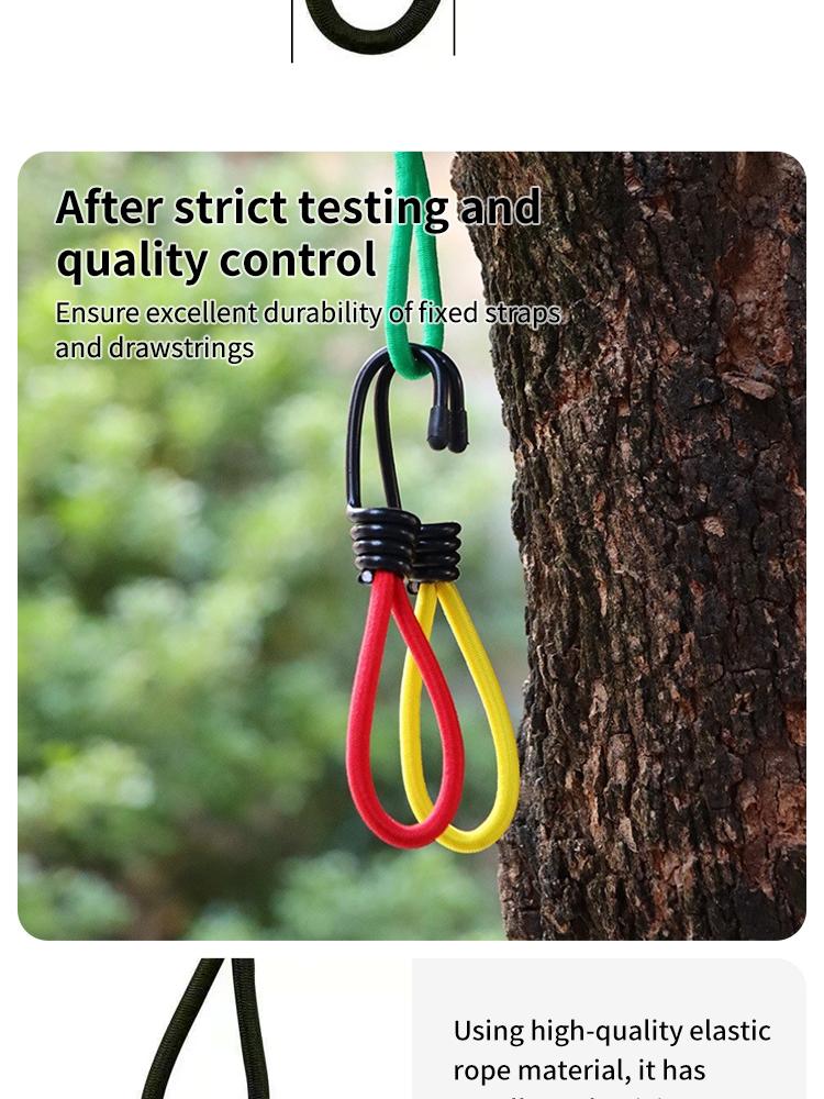 Product Introduction of Camping Tie-Down Kit: Elastic Rope, Hooks & Accessories for Secure Tent & Tarp Setup 4