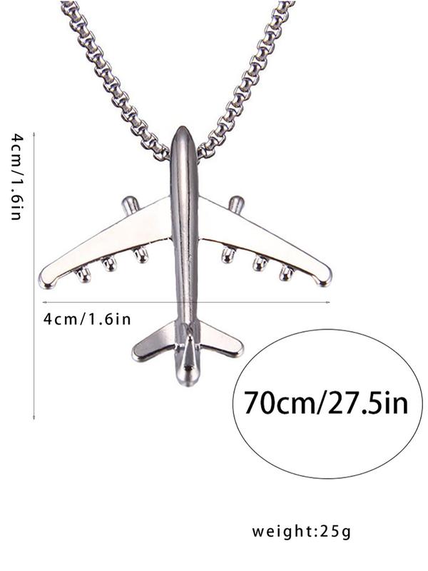 Unisex Casual Airplane Pendant Alloy Chain Necklace, Trendy Street Style Jewelry Accessory For Men Women, Daily Clothing Decor 4