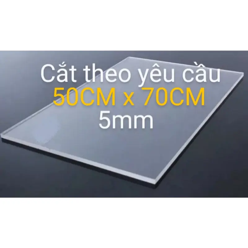 Tấm nhựa mica trong suốt  dày 5MM VÀ 3MM X 50cm X 70cm, nhận cắt kích thước theo yêu cầu 0