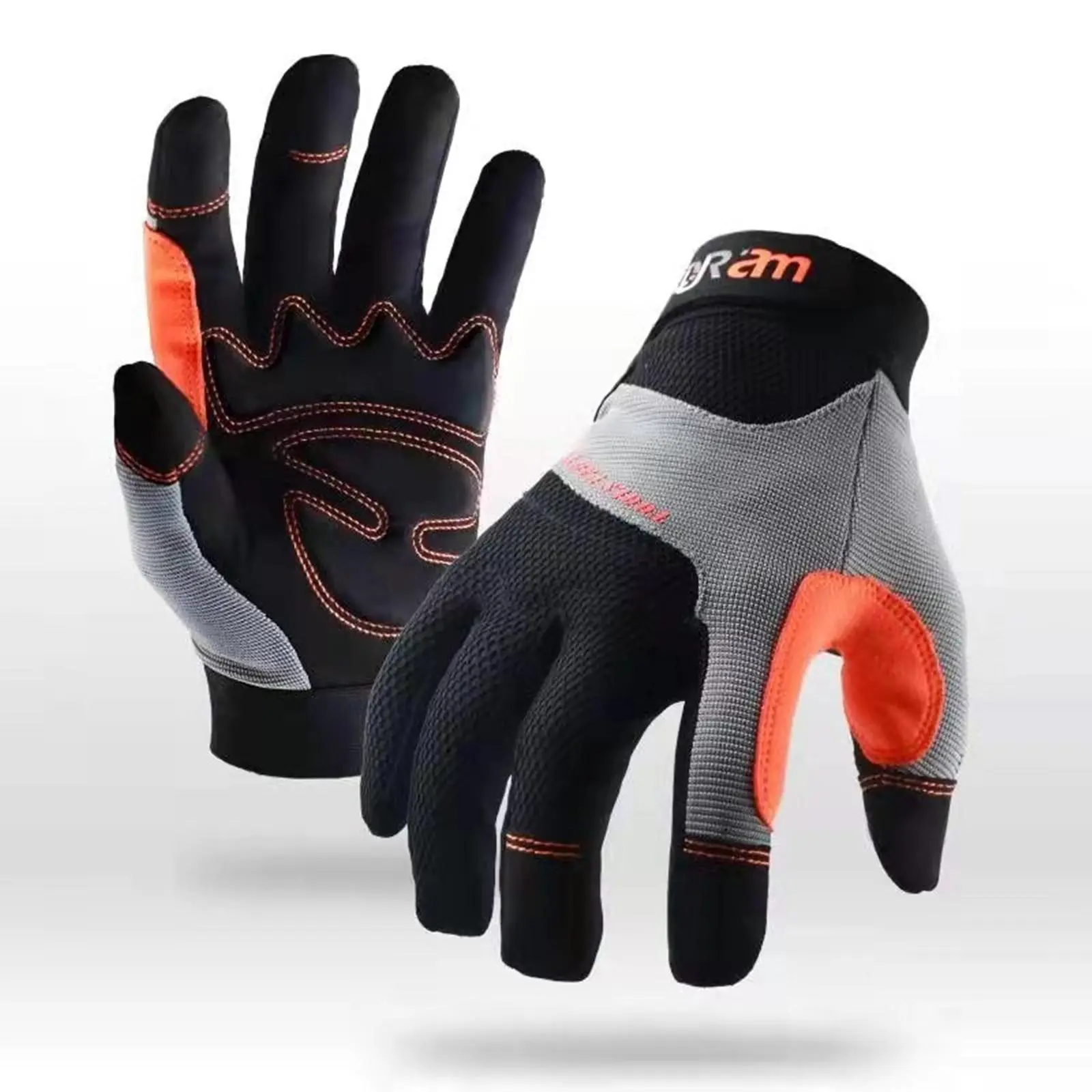 Work Gloves (1 Pair), Orange and Black Workwear, Multipurpose Tough Portable Glove, Utility Mechanic Working Gloves High Dexterity Touch Screen for Multipurpose, Excellent Grip, Garden Tools for Lawn Care, Grandpa Garden Tools