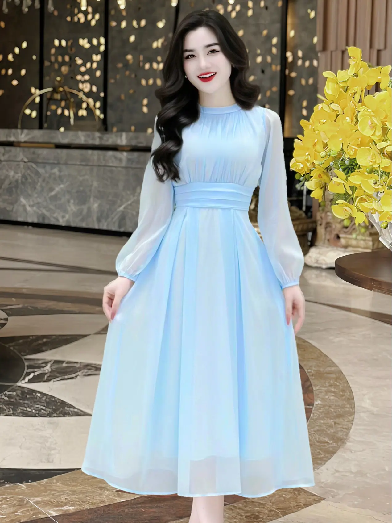 [MIỄN SHIP] MDU2334 Váy Tơ Hàn 2 Lớp -Nét Đẹp Nhẹ Nhàng Và Thanh Lịch Dành Cho Nữ  Women Dress
