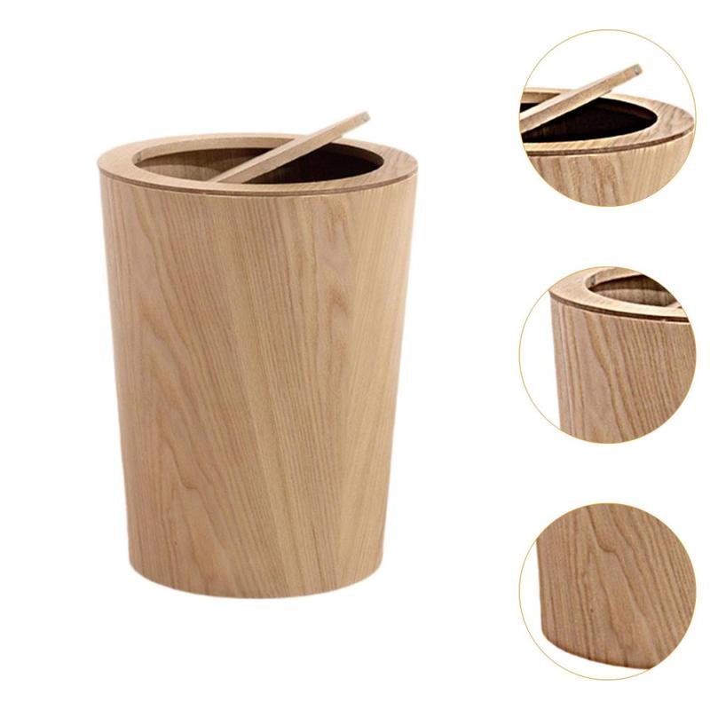 Product Introduction of Wood Trash Can with Lid Kitchen Garbage Basket for Kitchen Home Bedroom 1