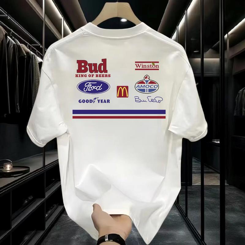 Product Introduction of Desain cetak monogram asli, kaos lengan pendek longgar sederhana untuk pria 5