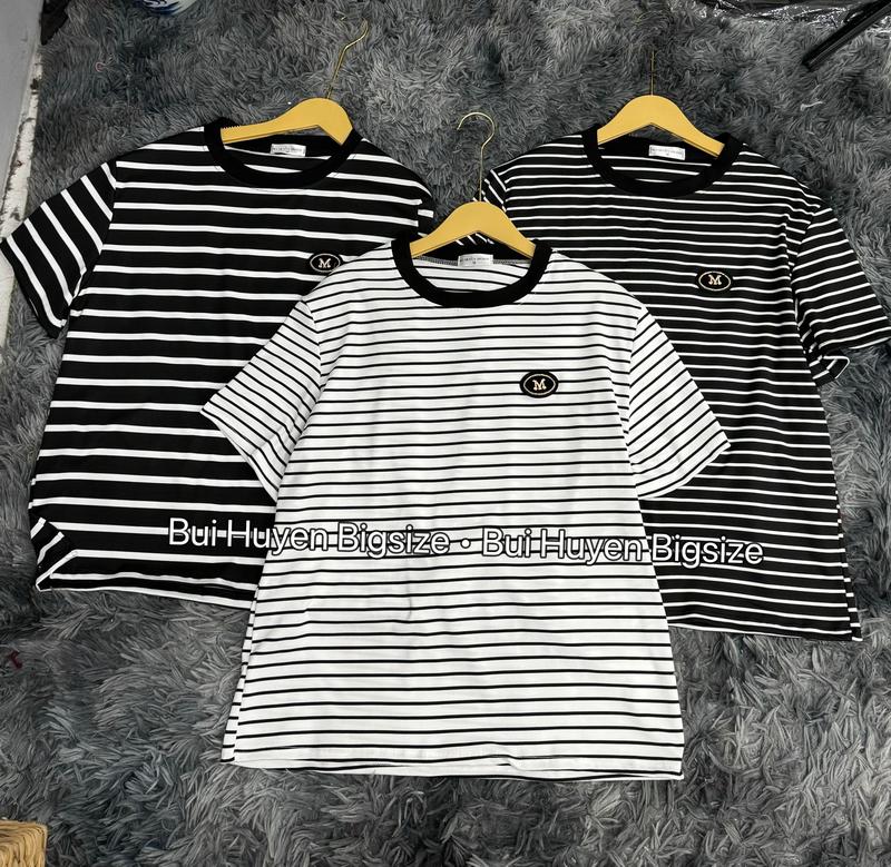 Áo Phông Kẻ Baby Tee thêu Tag Chữ M BIGSIZE 55-95KG