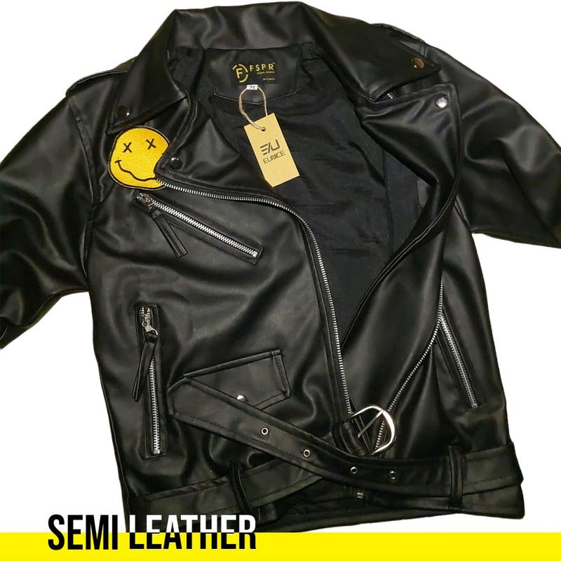 Nirvana Jaket Kulit Ramones Pria Motor Street Style - Hitam 5