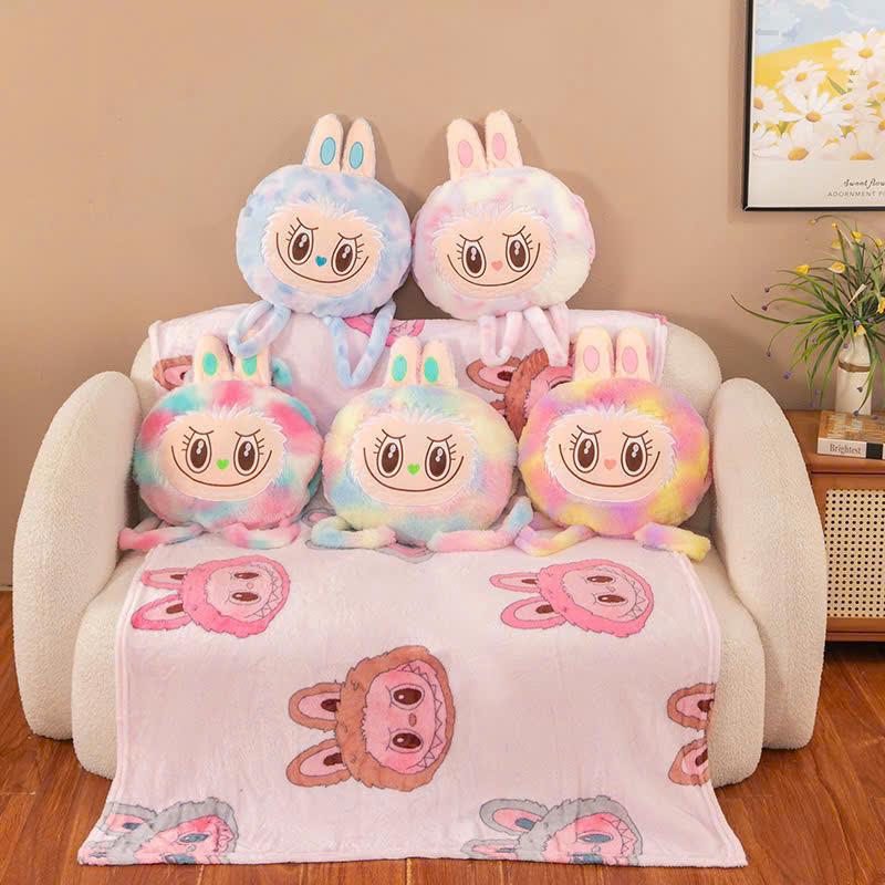ANVIHOME Gấu Bông Labubu Loang kèm chăn Gối kèm chăn 2 trong 1 labubu Bộ Chăn Gối văn Phòng