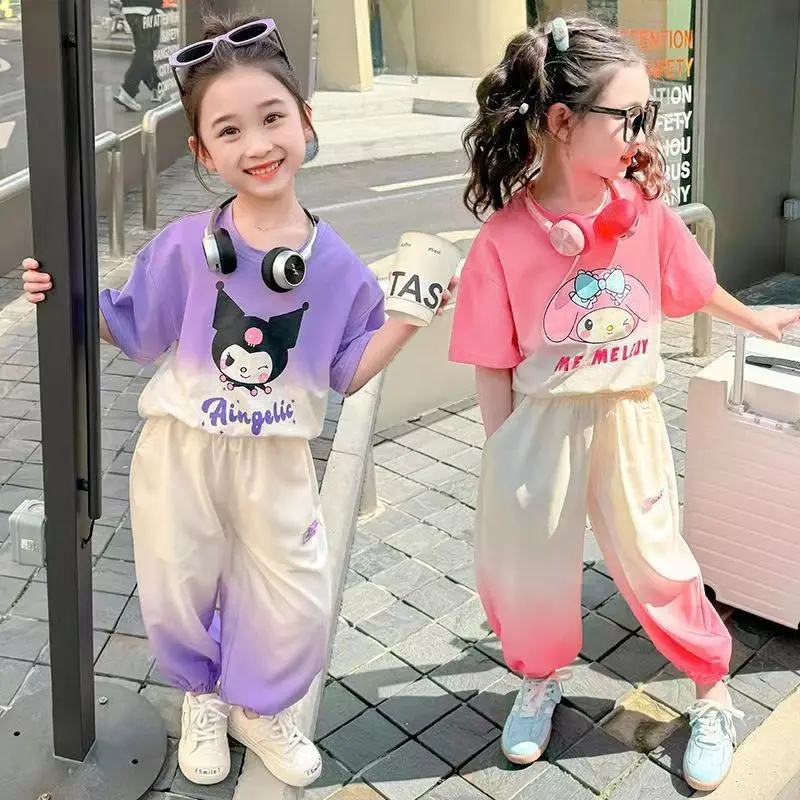 Bộ Đồ Mùa Hè Cho Bé Gái, ngắn Tay, Phong Cách Phương Tây, Kuromi, Quần Thường Ngày Thích Hợp Cho Bé 3-8 Tuổi, Bộ Đồ Hai Mảnh Cho Bé, Người Nổi Tiếng Trên Internet, Hàng Mới Về 1