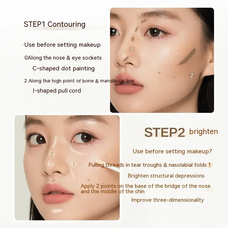 Kem Tạo Đường Viền Dạng Lỏng Judydoll, Hai Đầu, Đánh Bóng Và Tạo Đường Viền, Hoàn Thiện Lì Và Làm Sáng, Dán Đánh Bóng, Thích Hợp Cho Mũi, Đường Viền Dạng Lỏng Phấn Mũi 3