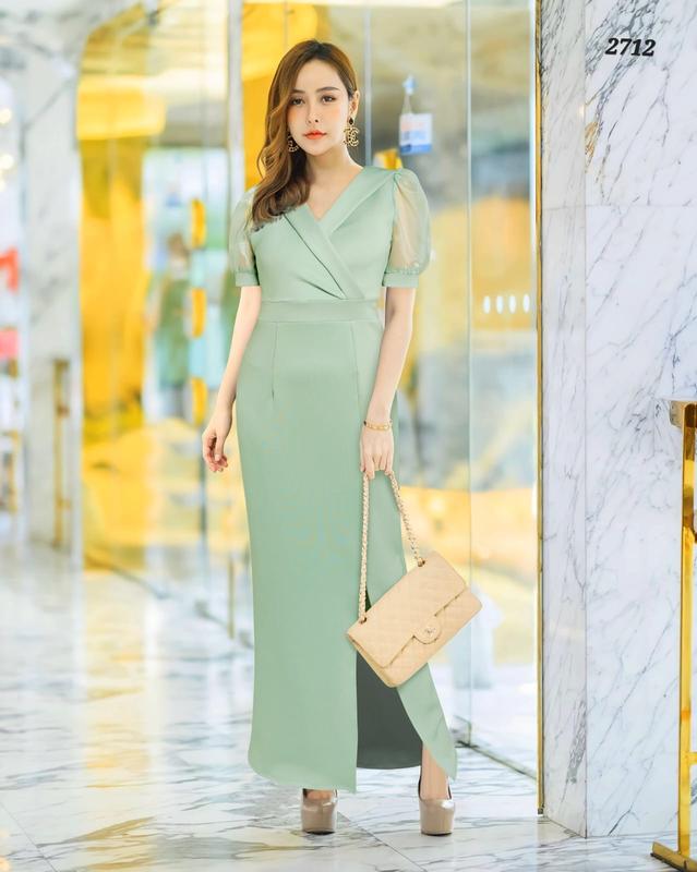 Joanne Fashion - Dress Panjang Wanita Mewah Casual Formal Kekinian Korean Style Bahan Scuba Lembut Premium Terbaru (2712) 4