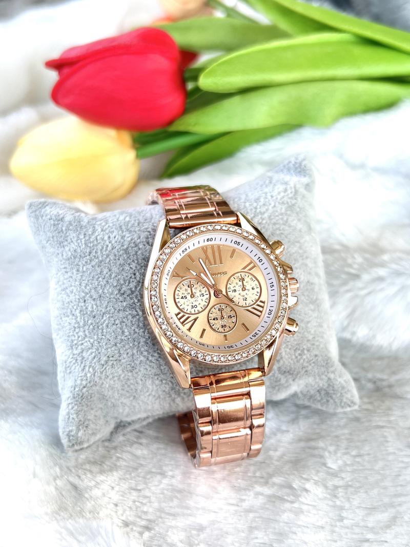 Product Introduction of นาฬิกาข้อมือผู้หญิง GENEVA หน้าปัดเลขโรมันขอบล้อมเพชร สายเลส-สายแม่เหล็ก (G58) 12