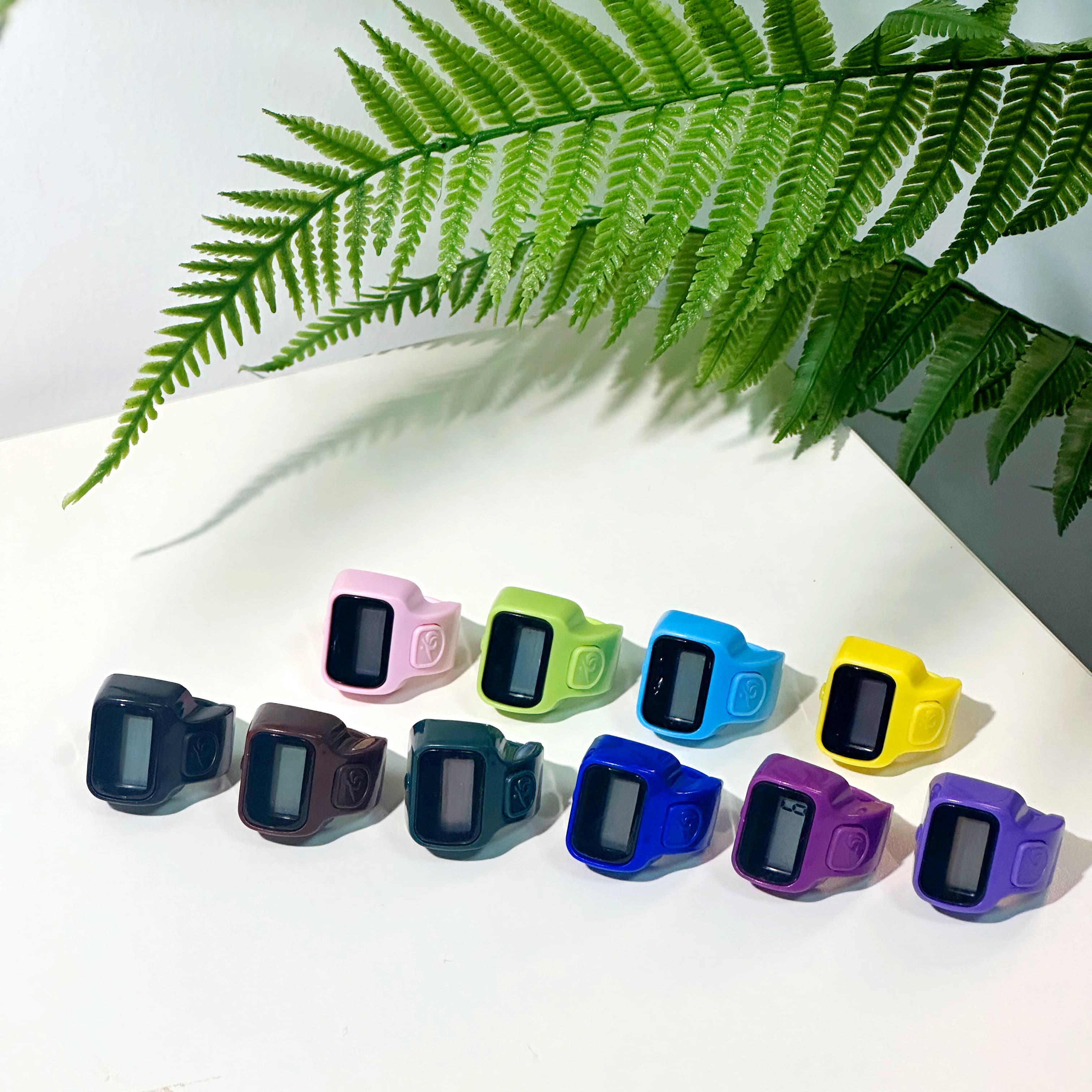Cincin Tasbih Digital Led Alat Hitung Dzikir Perlengkapan Ibadah Alat Zikir Muslim Finger Counter Mini Motif Warna-warni