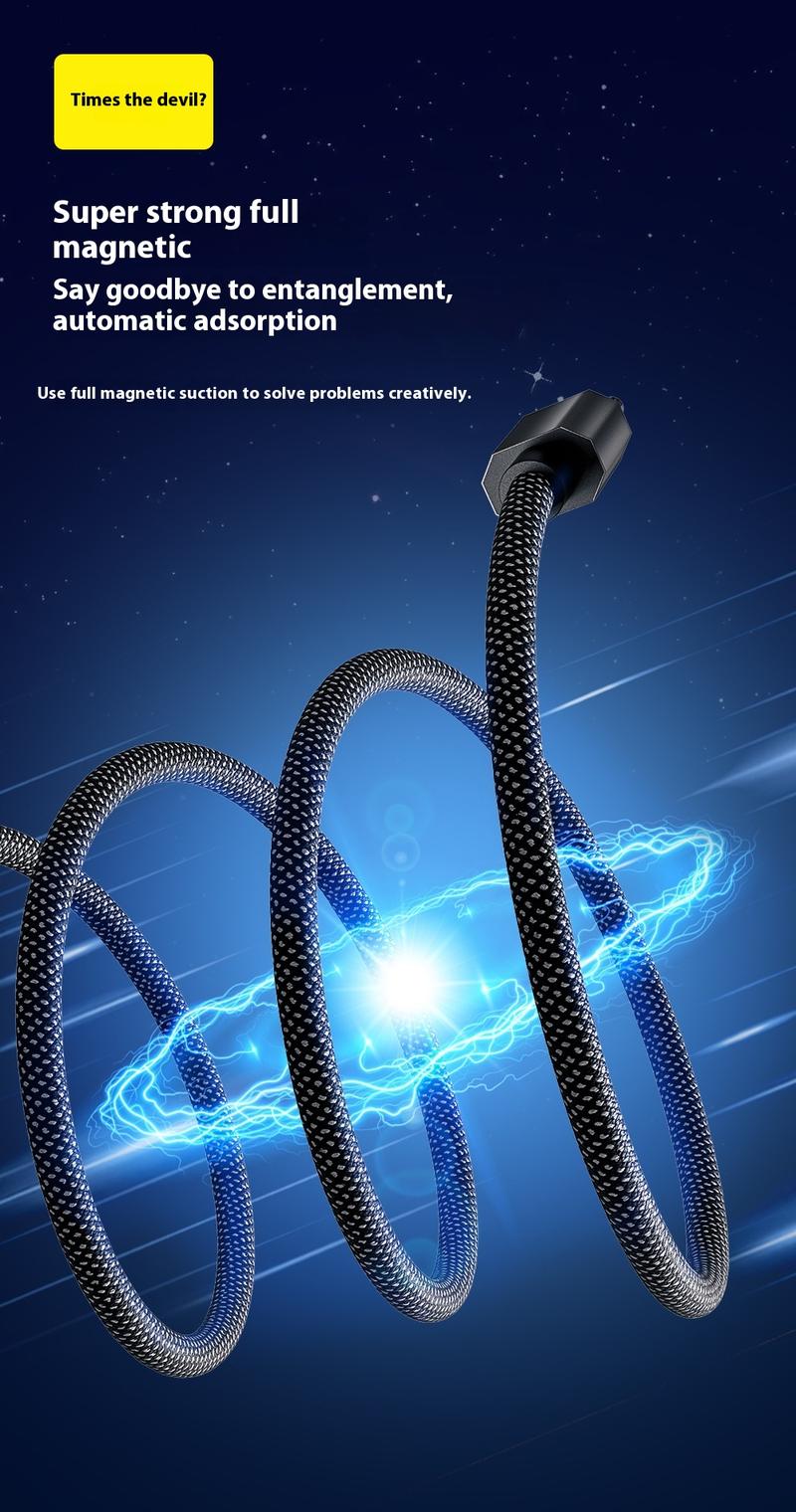 Product Introduction of Super Fast Charging Cable Bemo Magnetic Dual Port Type C Compatible Apple Huawei 2