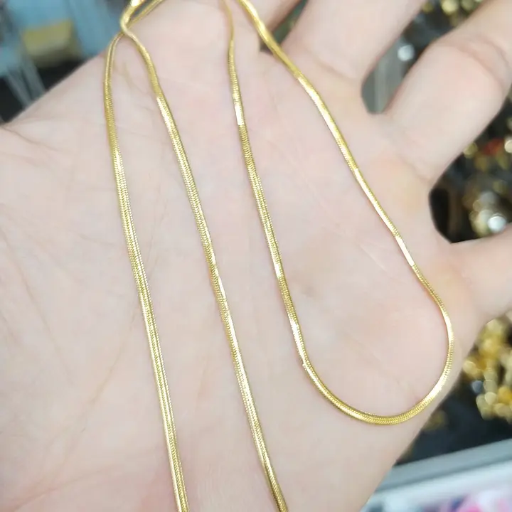 (Nano vàng chống trầy dùng lâu dài) Dây Chuyền Kiểu Dập Khít Bản Mảnh 2MM- Dây rắn khít Dùng bb tắm rửa thoải mái không đen Voi Trang Sức