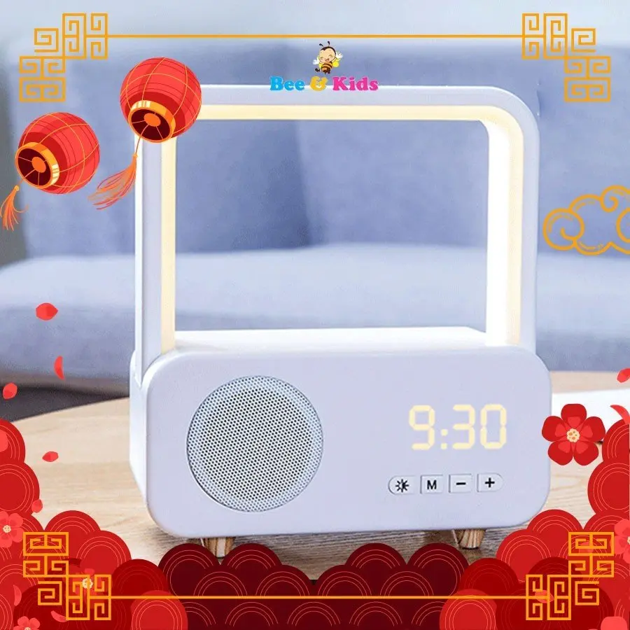 Đèn Ngủ LED Hình Radio Có Đồng Hồ ONE FIRE Kèm Loa Nghe Nhạc Bluetooth Có Đèn Led Đổi Màu Cảm Ứng - Quà Tặng Sáng Tạo Kem Củ Loa