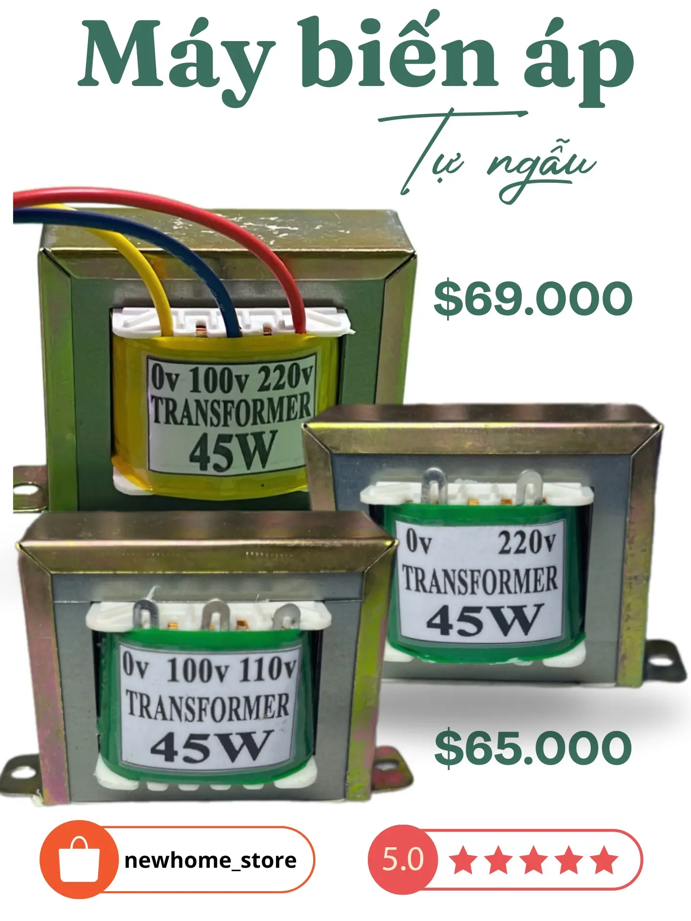 Biến áp nguồn 45W 1A, 220vAC ra 100/110vAC cho thiết bị hàng nội địa Nhật và Mỹ