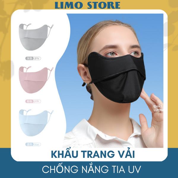 Khẩu Trang Vải Chống Nắng, Chống tia UV, Chất Thun Lạnh Thoáng Mát Kháng Khuẩn Chống Bụi, Khẩu Trang Che Kín Mặt, Dây Đeo Điều Chỉnh Linh Hoạt, Màu Sắc Thời Trang, LIMO 1