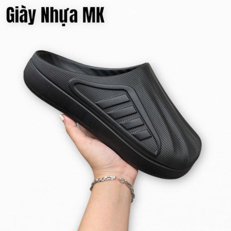 LÙI 1-2 SIZE Dép sục nam nữ 4 sọc mũi sò siêu nhẹ đi mưa đế đúc độn 4cm bít mũi SL071 chất EVA siêu bền chống nước
