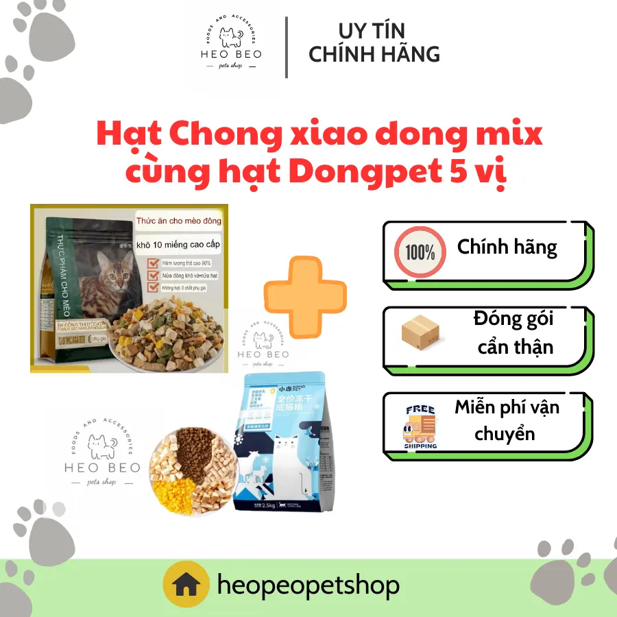 Hạt chong xiao dong cho mèo nhiều topping mix cùng hạt dong pet 5 loại đồ sấy