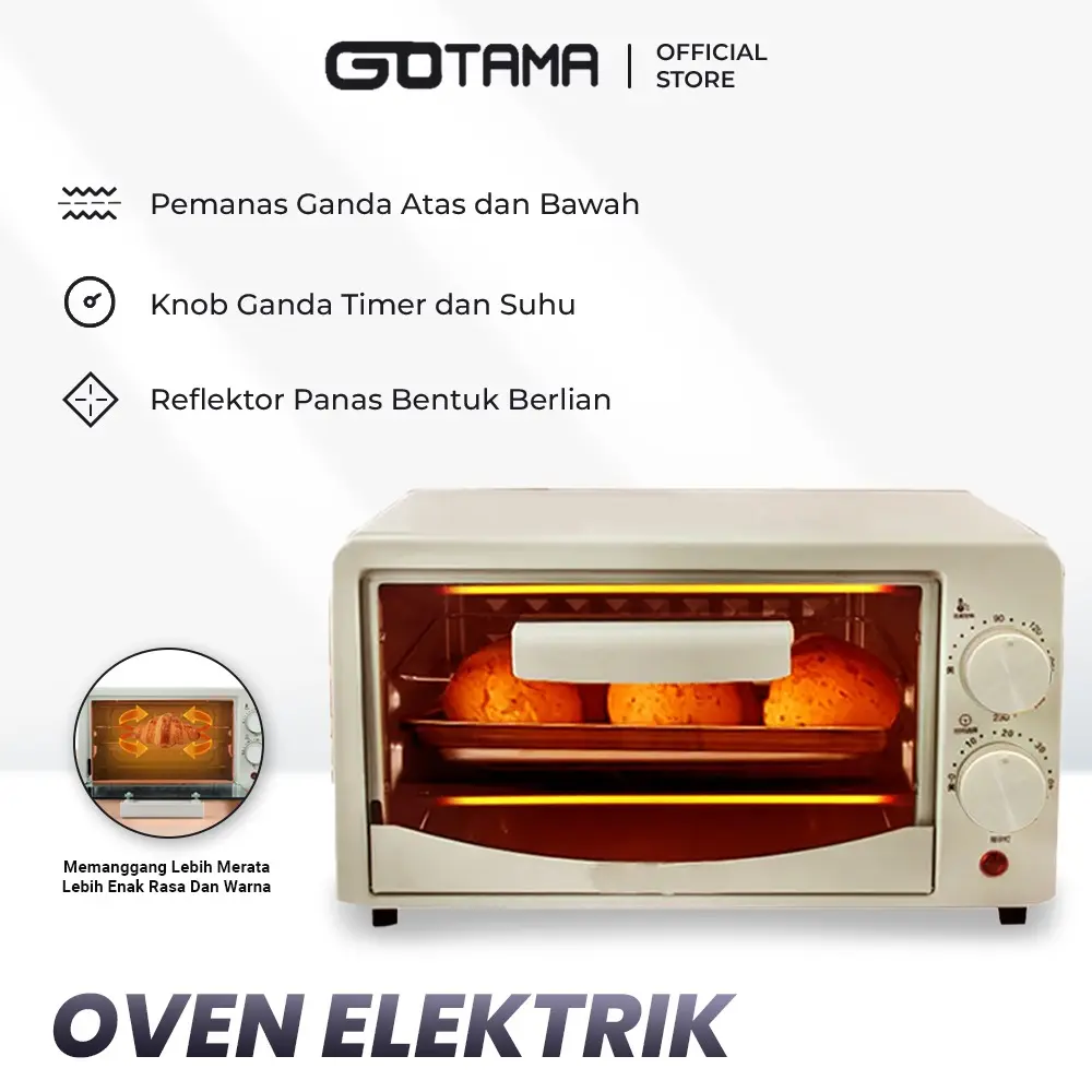 Oven Listrik Low Watt 12L Finito Super Cantik Minimalis Mesin Pemanas