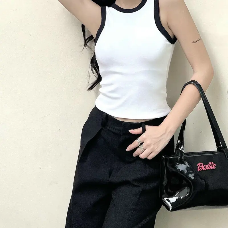 Áo Sát Nách Nữ Khoét Lưng Có Đệm Muốt Tháo Rời Viền Phối Màu Cá Tính Top Women 2