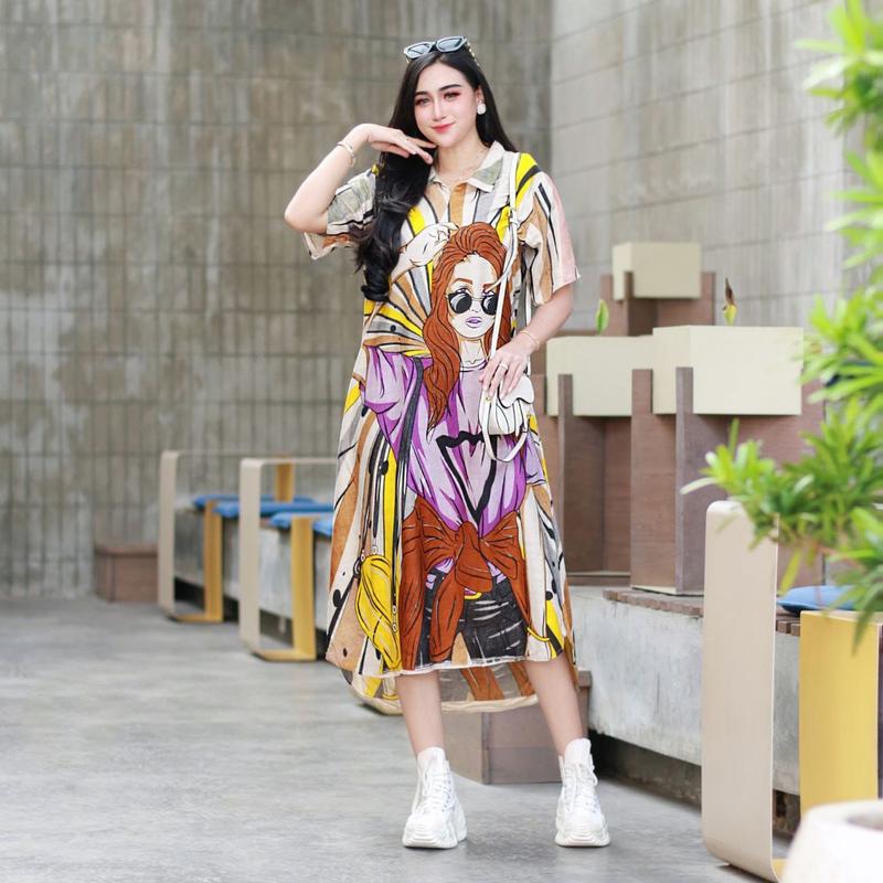 Daster Motif Karakter Kekinian viral girl face rocker 2